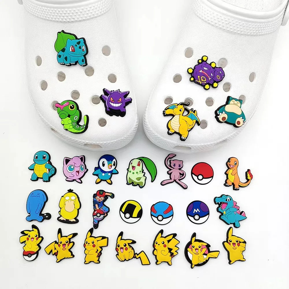 27Pcs Potdemiel Pokémon Series Shoe Charms For DIY Charms Shoe Decoration Accessories Shoe Pins Bubble Slides Sandals