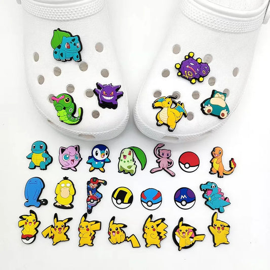 27Pcs Potdemiel Pokémon Series Shoe Charms For DIY Charms Shoe Decoration Accessories Shoe Pins Bubble Slides Sandals