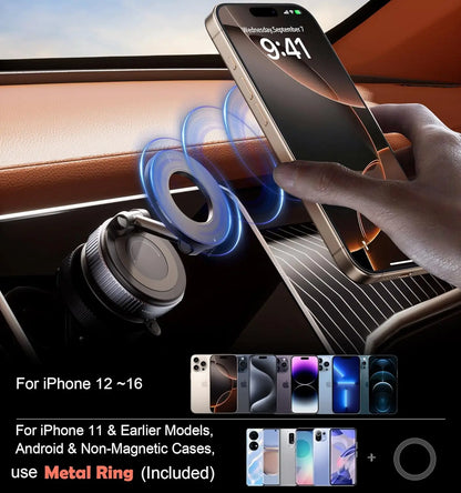 360° Rotating Vacuum Magnetic Car Phone Holder New Model Dashboard Glass Mount Multi-Scenario Automotive Navigation Stand