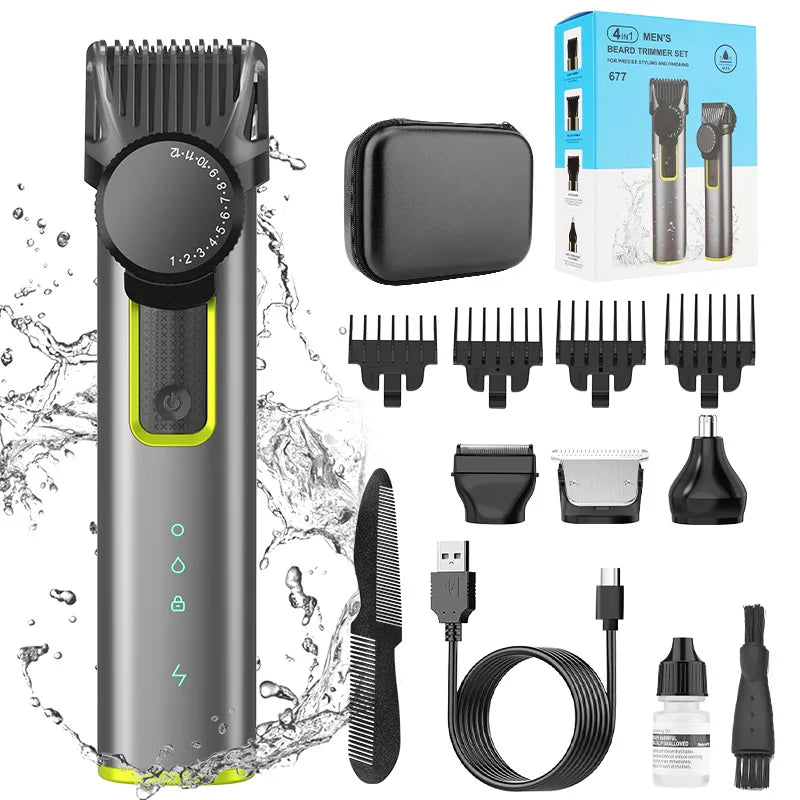 RESUXI 677 Men's Professional 4 in 1 Hair Trimmer Set Multi-function Hair Clipper Electric Shaver Nose Eyebrow Hair Grooming Kit