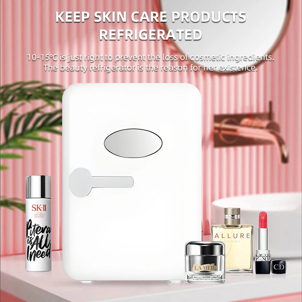 4L Mini Beauty Fridge for Skincare Car & Home Dual Use Cooling Heating Makeup Refrigerator Travel Cosmetic Face Cream Fridge