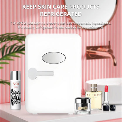 4L Mini Beauty Fridge for Skincare Car & Home Dual Use Cooling Heating Makeup Refrigerator Travel Cosmetic Face Cream Fridge