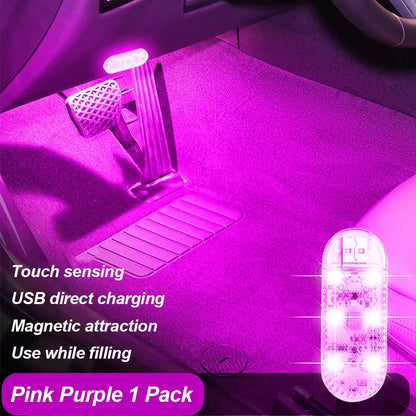 1 pc Multi Color Car Light Wireless LED Touch Light Roof Light Sensor Read Lamp Mini USB Charging Light Car Interior Accsesories