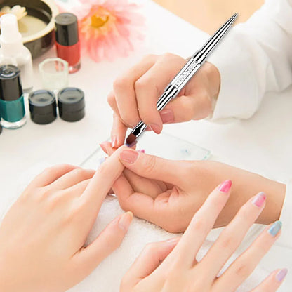 Pro Dual-Ended Builder Gel Nail Art Brush Rhinestone Handle for Painting French Tip Nail Brush Polish Gel Liner Manicure Tools