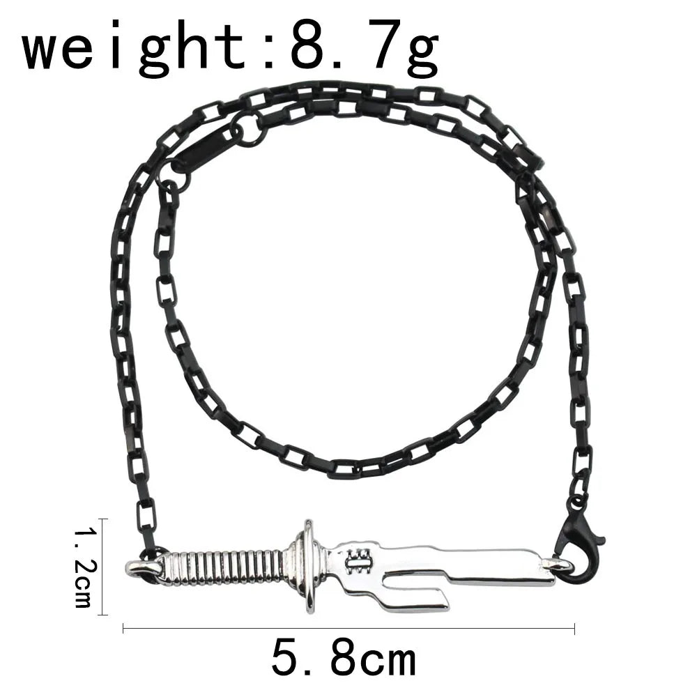 Anime Jujutsu Kaisen Fushiguro Toji Sword Necklace Spear Of Tianri Knife Pendant Cosplay Necklaces For Unisex Choker Jewelry