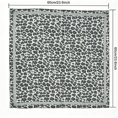 Leopard Print Magnetic Buckle Scarf, 60cm Square Thin Chiffon Neck Scarf, Quick & Easy Wear Fastening Neck Wrap,Decorative Scarf