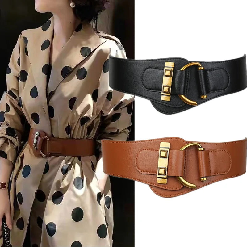 Designer Belts For Women High Quality Luxury Female Waist Stretch Cummerbunds Black Elastic Corset Belt Big Dress Waistband