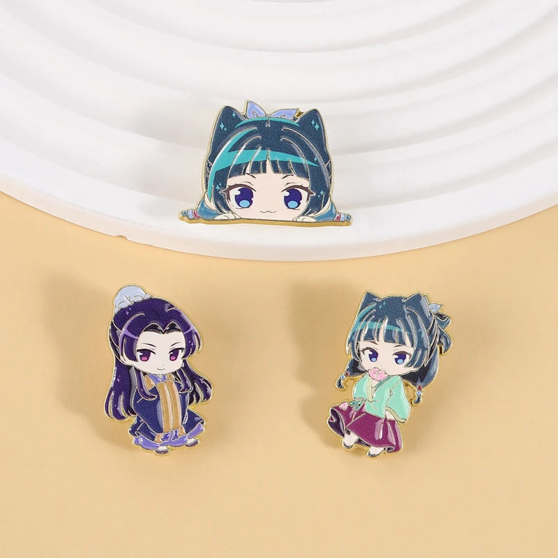 Maomao Light Novel Brooch Enamel Pins  Cute Japanese Anime Cartoon Character Brooches Lapel Badge Jewelry Gift for Fans Friends