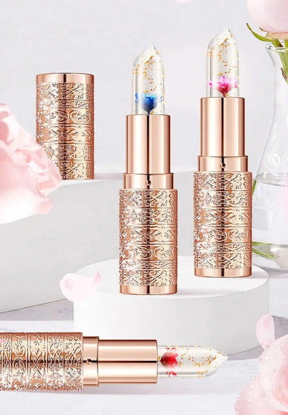 Temperature Color Changing Women Flower Lipstick Transparent Waterproof Moisturizing Crystal Jelly Pearlescent Lip Balm Cosmetic