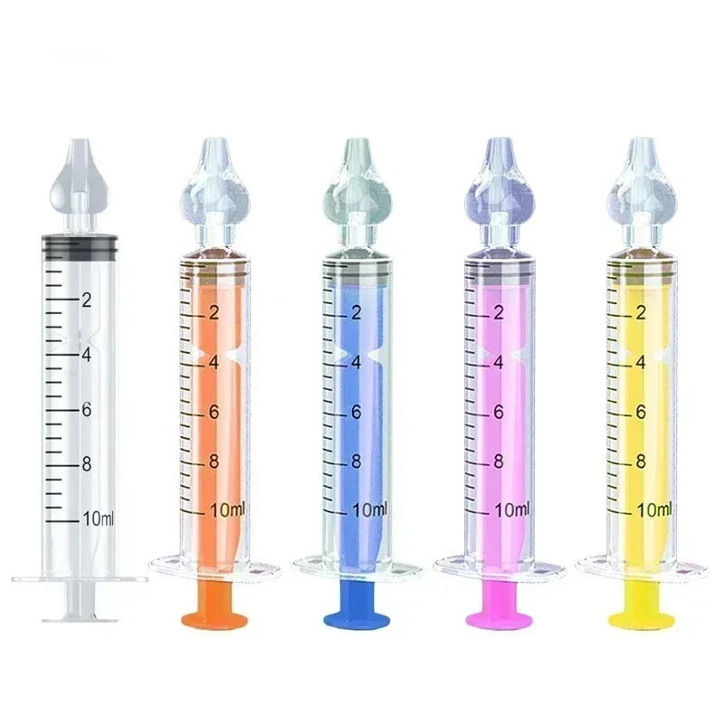 10ml Baby Nose Cleaner with Silicone Nasal Suction Tips Syringe Nasal Irrigator Portable Needle Tube Nasal Washer for Infants