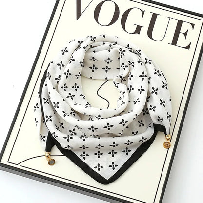 Luxury Magnetic Buckle Silk Scarf Women Soft Satin Neckerchief Female Autumn Winter Warmth Cold Resistance Fashion Square Scarve