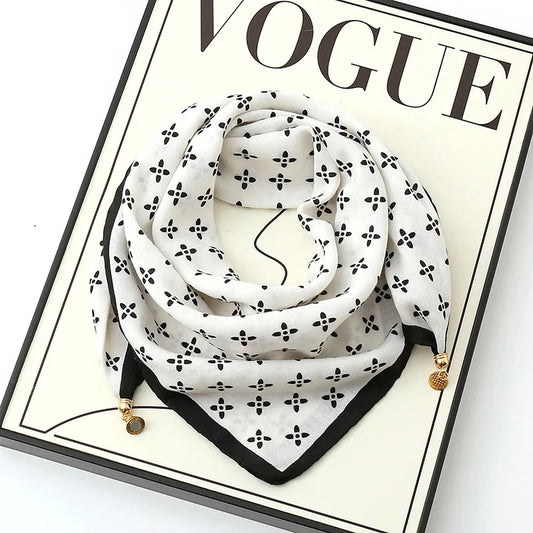 Luxury Magnetic Buckle Silk Scarf Women Soft Satin Neckerchief Female Autumn Winter Warmth Cold Resistance Fashion Square Scarve