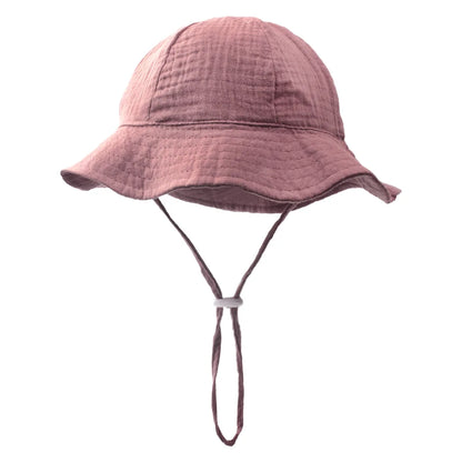 INS Baby Pure Cotton Basin Hat Sun-Protective Breathable Baby Fisherman Hat Solid Color Children's Sun Hat