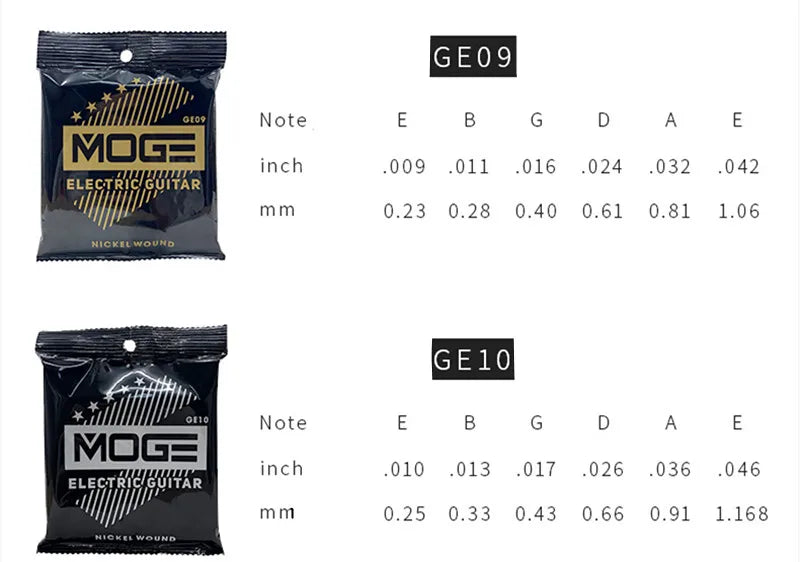 MOGE Hexagonal Carbon Steel Electric Guitar Strings Nickel Alloy Super Light Tension Accessories
