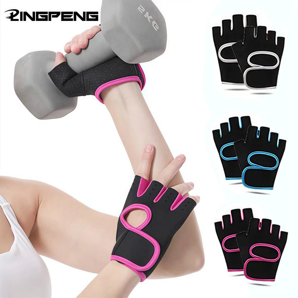 1 Pair Unisex Adjustable Sports Gloves For Autumn And Winter with Anti-slip Silicone Dots for Weightlifting Cycling Squat