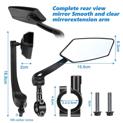 Bicycle Rearview Bike Adjustable 360° Rotate Wide Angle Mirror Road Bike Handlebar Rear View Mirrors Bicycle Accessories