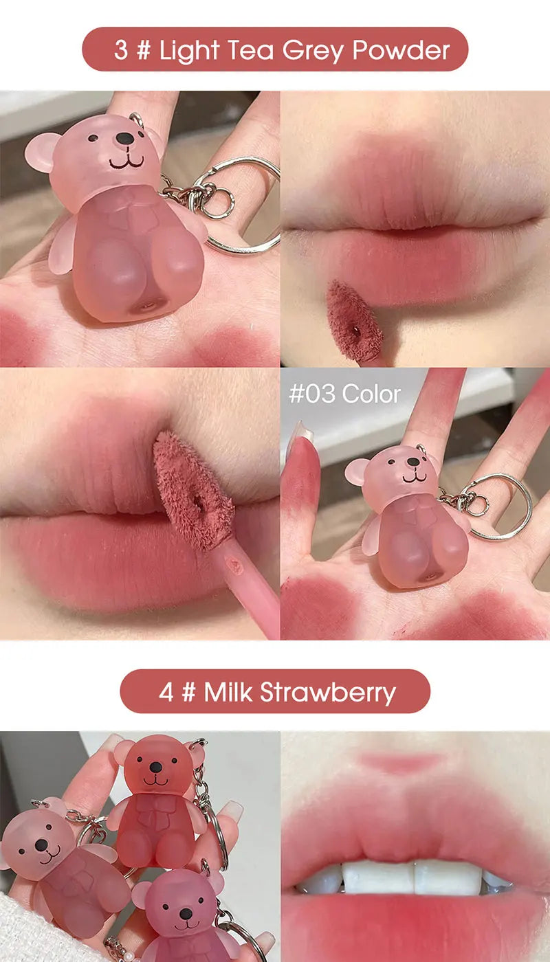 Art Value Bear Velvet Lip Clay with White Silky Lip Glaze Lipstick
