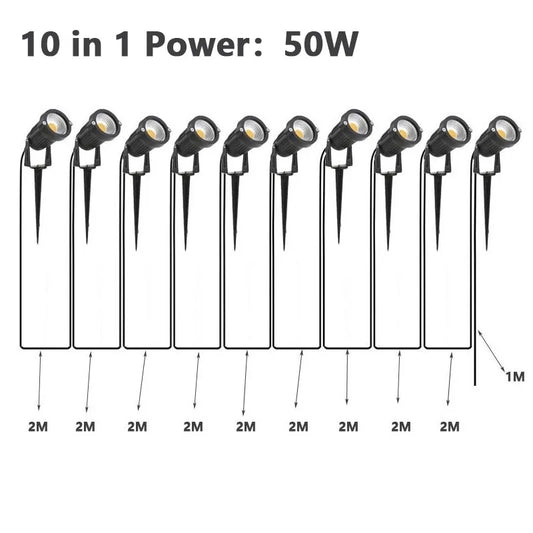 10-Pack Cable-Free LED Garden Decorative Lights 50W Safe Voltage 220V/110V/12V Waterproof Warm White Spot Lights for Lawn Lighti