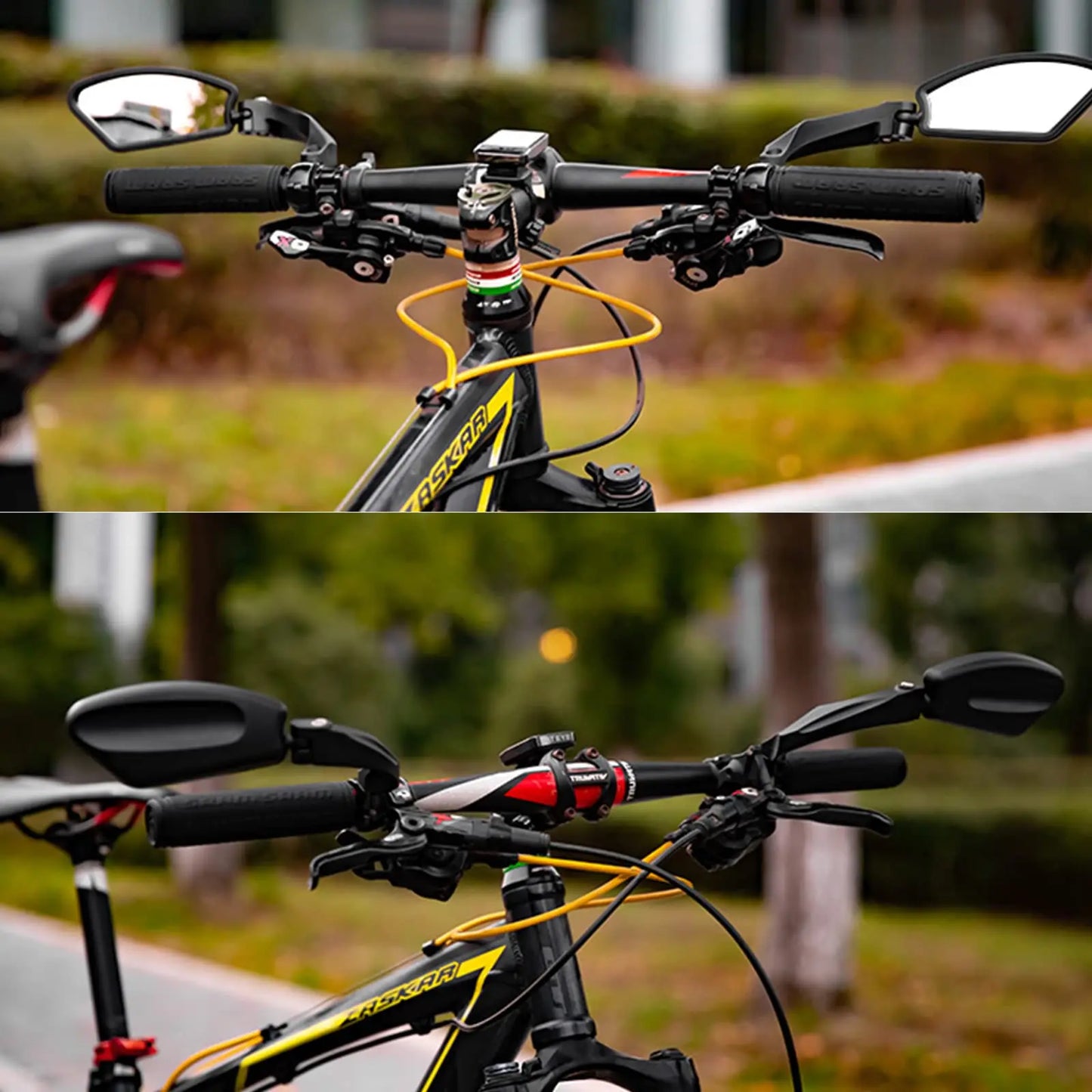 Adjustable Handlebar Bike Mirror, Shatterproof HD Glass Lens, Universal Fit Rearview Bicycle Mirrors, 360° Rotatable, Compatible