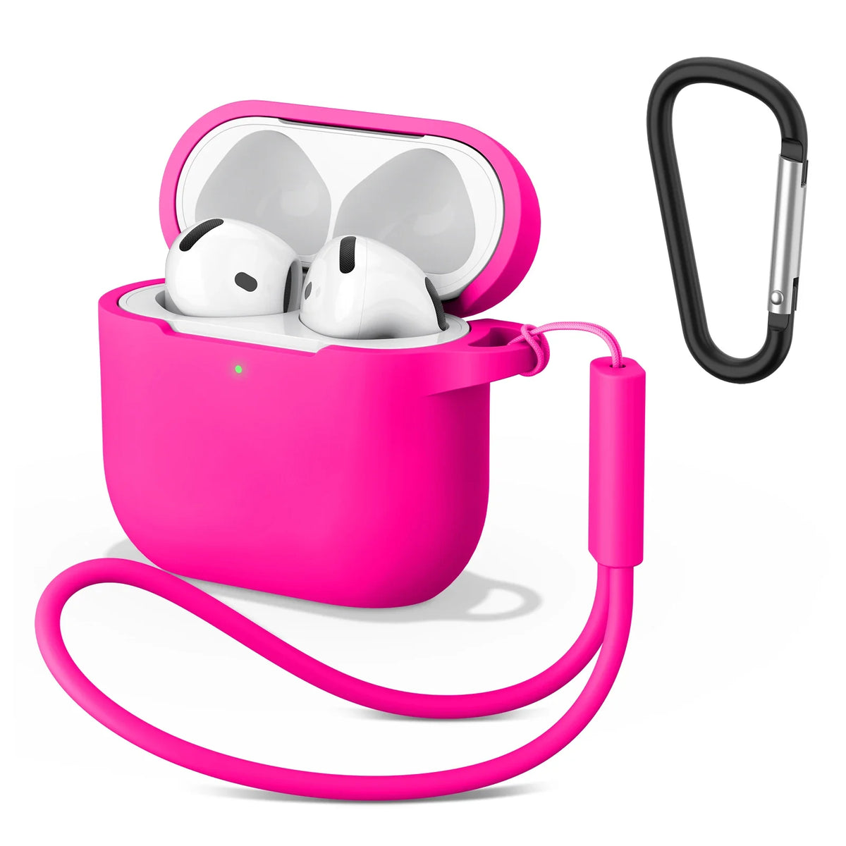 Soft Silicone Cases For Apple Airpods 4 Wireless Bluetooth Headset Cover For Air Pods 4 Protective Case With Lanyard Carabiner