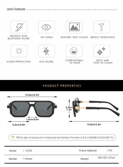 Punk Sunglasses Men Brand Designer Square Sun Glasses UV400 Fashion Cool Shades Women