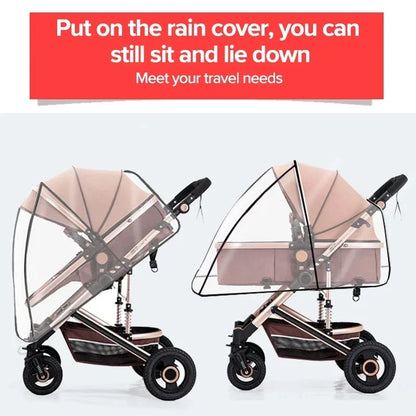 Universal Waterproof Pram Rain Cover Baby Stroller Accessories Transparent Wind Dust Shield Zipper Open for Pushchairs Raincoat