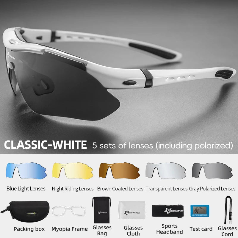 ROCKBROS Cycling Polarized glasses Bike Outdoor Sports Sunglasses MTB Road PC Goggles Eyewear Glasses 5/3 Lens Bicycle Accessory