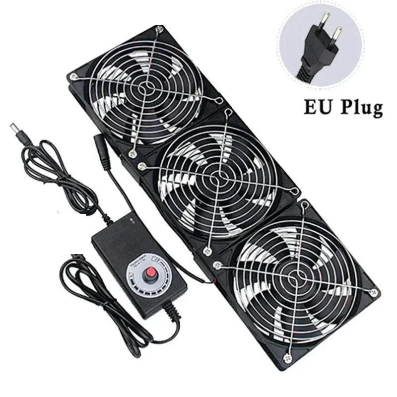 12cm 3000RPM Exhaust Fan Bathroom Cooling Fan with Controller 3V-12V Btc Machine Chassis Workstation Cabinet Radiator Server Fan