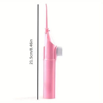 Portable high-pressure oral irrigator - manual tooth cleaner with grip, nozzle attachment for gum health