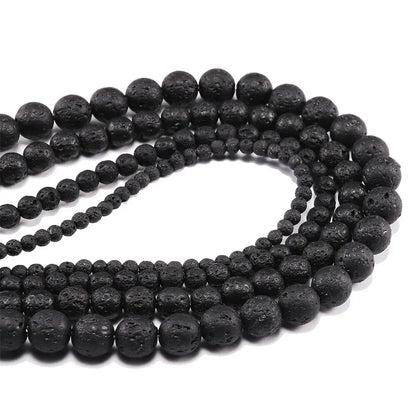 Wholesale Natural Black Lava 6mm 8mm 10mm 12mm round Volcanic Loose Beads for Jewelry Making Or Gift Charms