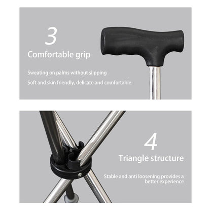 Outdoor Foldable Walking Stick Stool Lightweight with Seats Heavy Duty Steel Walking Stick for Elderly Disabled Hiking Poles