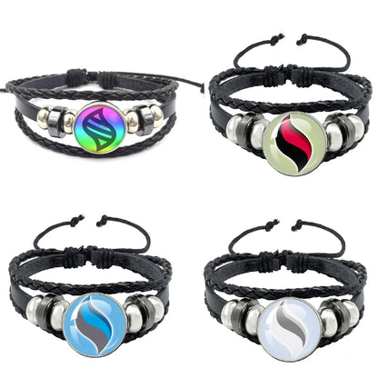 Japanese Anime Monsters Bracelet Glass Circular Pocsket Jewelry Leather Bracelet for Women and Children