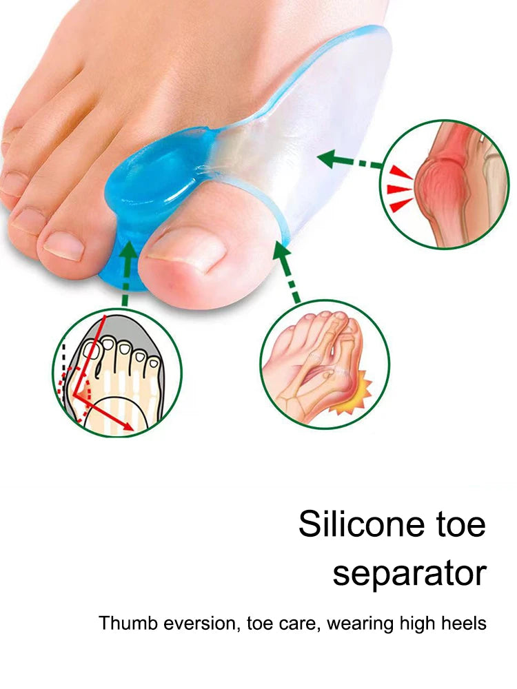 2pc Silicone Toe Splitter Correction Device For Hallux Valgus Large Foot Bone Separation Toe Sleeve Toe Splitter Manicure Tools