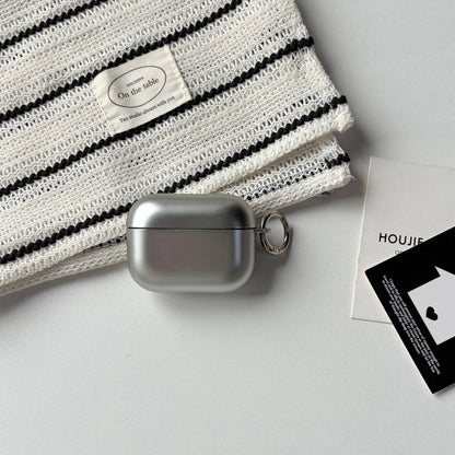 Fashion Simple Electroplated Silver Matte and Glossy Protective Earphone Case with Metal Ring for AirPods 1 2 3 4 Pro2 Pro3