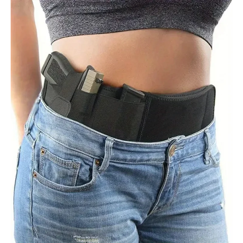 Tactical Outdoor Hunting Fitness Gun Holster for Waist Band Belt -  Concealed Carry Phone Bag Portable Hidden Belly Defense Use
