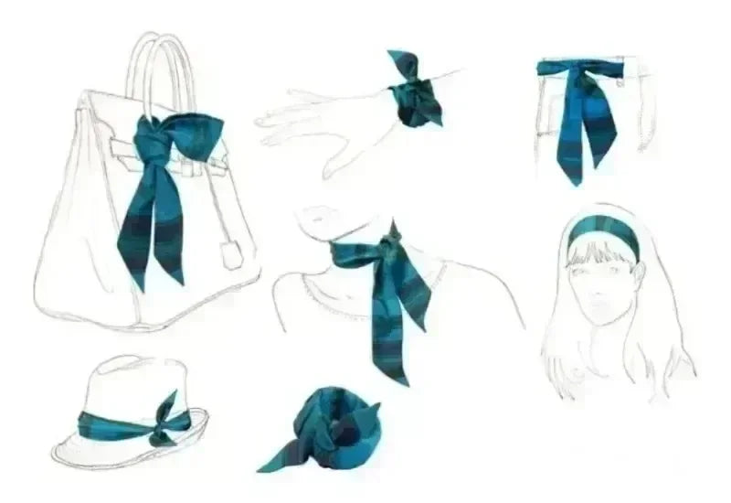 New Long Small Silk Scarf Headband Women's Double-sided Elegant Binding Strap Streamer Small Scarf Gift Ribbon Silk Scarf