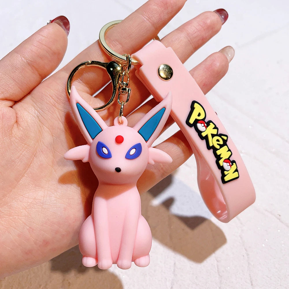 Pokémon Big Eevee Family Keychain Gift Set, Complete Evolution PVC Keychain with Pokéball Clip, Adorable Key Ring for Kid