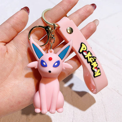 Pokémon Big Eevee Family Keychain Gift Set, Complete Evolution PVC Keychain with Pokéball Clip, Adorable Key Ring for Kid