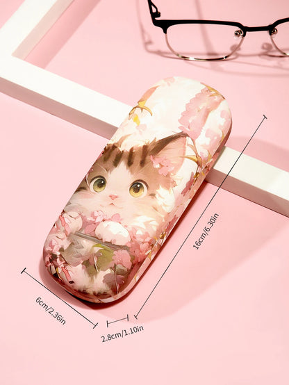 1pc Cartoon Cute Cat Printed Fashion Hard Shell Protective Glasses Case Durable Portable Storage Box For Women Eyewear Protector