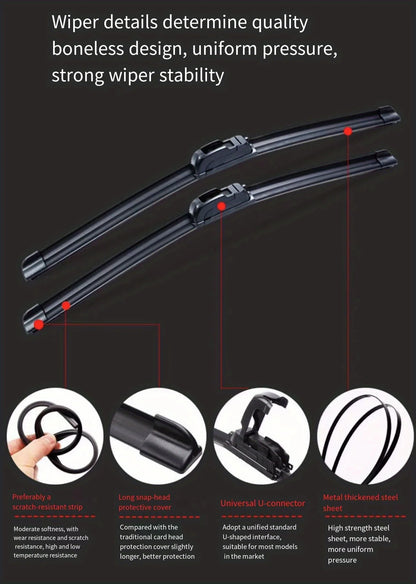 For Nissan Micra K12 2002-2010 Car Wiper U-type Soft Rubber Boneless Wiper HD Quiet Durable Automotive Wiper 21"+18"