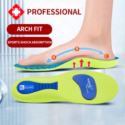 Green Orthopedic Insoles for Sport Shock-absorbing Insole for Shoes Arch Support Plantar Fasciitis Templates Pads Men Women Sole