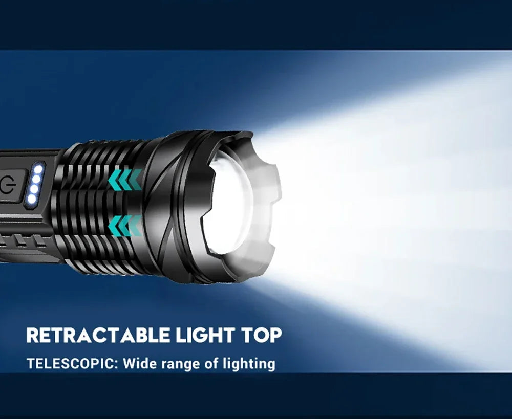 High Powerful LED Flashlights Long Range 150M Super Bright Torch Light Rechargeable Waterproof Outdoor Camping Lamp