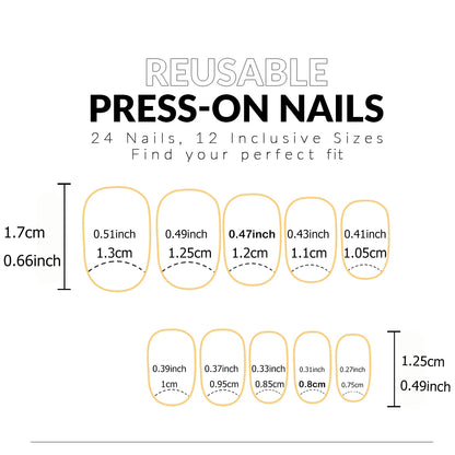 24PCS nude pink short square fake nails, Gold lines, love design, full cover fake nail set, 1 nail file and 1 nail glue sticker