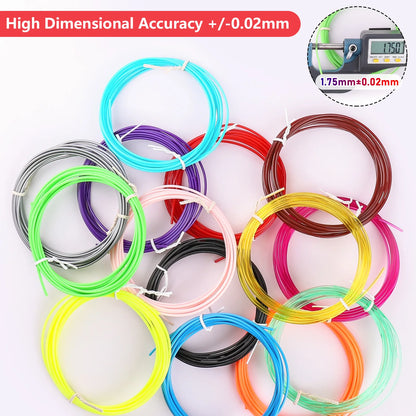 32 Colors 3D Pen Filament 1.75mm PLA, Each Color 10Feet(3m), Total 320 Feet (96m) 3D Pen Filament Refills, Random Color
