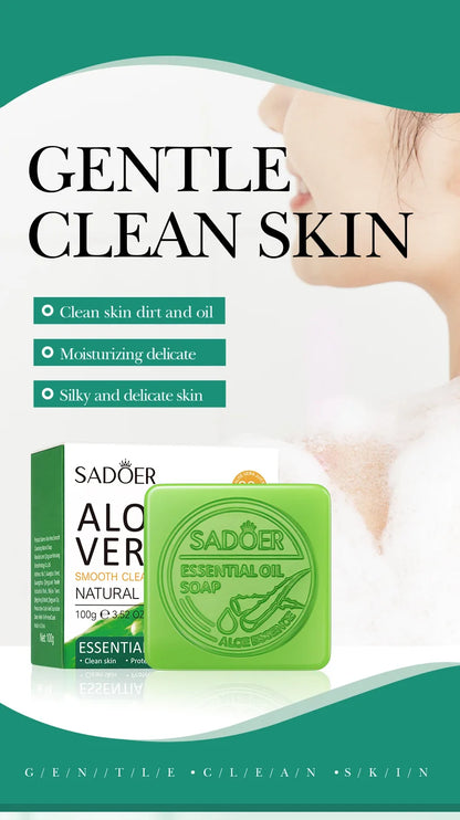 Aloe Vera Smooth Cleansing Natural Soap Cleansing Smooth Handmade Essential Oil Soap100g