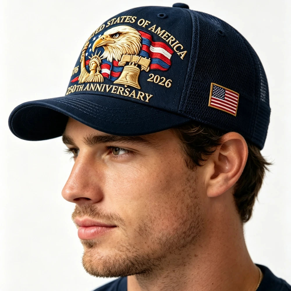 American 250th Anniversary Eagle Print Baseball Cap Unisex Adjustable Mesh Cap Summer Outdoor Sun Shade Breathable Baseball Caps