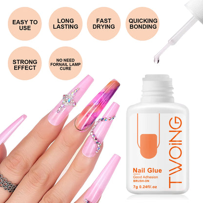 5pcs/2pcs 7g Super Strong Nail Glue For False Nail Tips, Acrylic Nails,Press OnNails,Fake Nails Art Decoration Lasting Adhesion