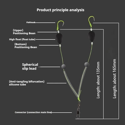 1PCS Inverted Bottom Double Hook Fishing Float Set - High Sensitivity, Suitable for Sea and Freshwater Fishing