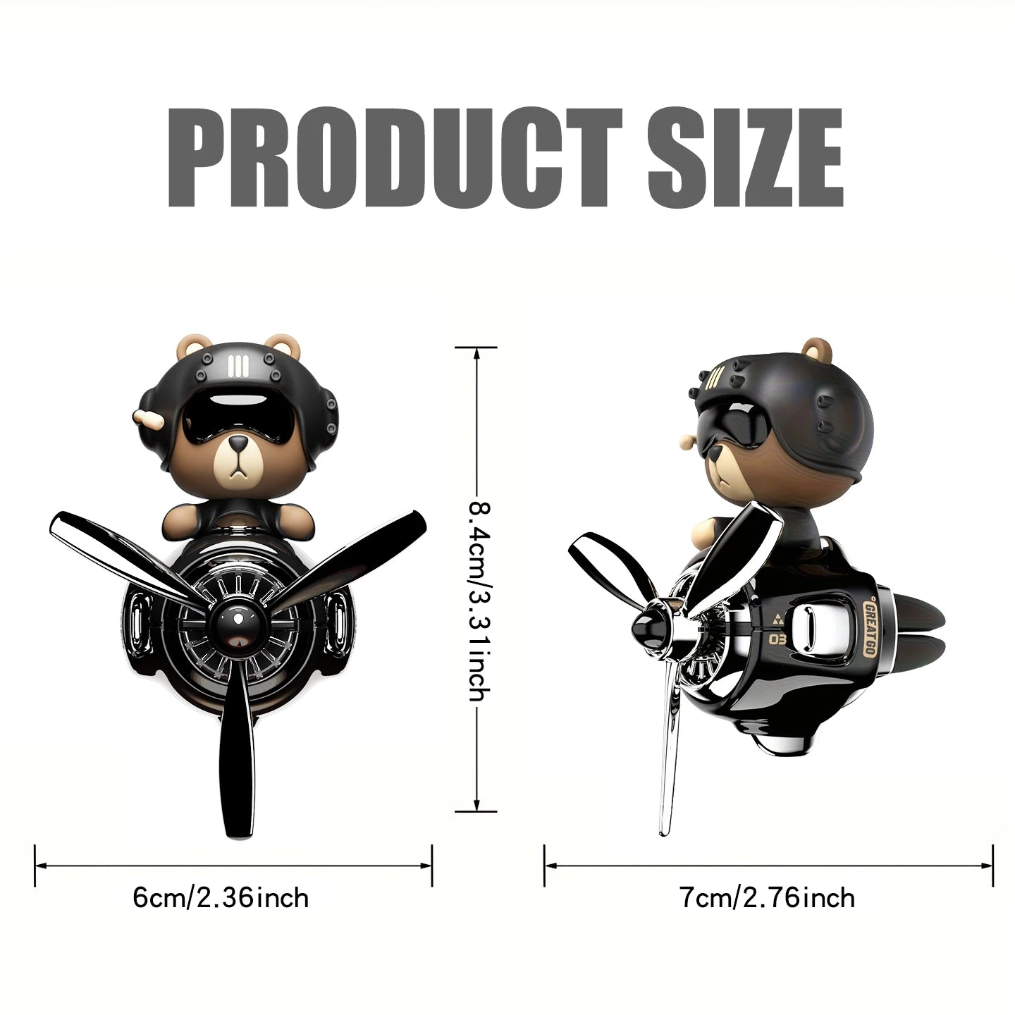 Head shake rotating propeller plane cool bear pilot car air fresheners accessories decoration fun diffuser perfume fragrance men