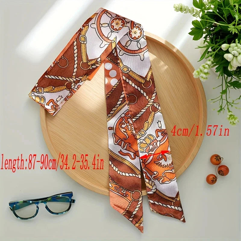 10Pcs Women’s Paisley Print Multi-Use Scarves Elegant Long Hairbands Neck Scarves & Bag Straps DIY Craft Hair Scarf Accessories